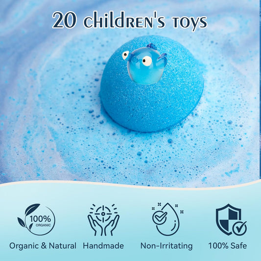 20PCS Kids Bath Bombs with Surprise Toys – Colorful & Fun Fizzy Bath Set